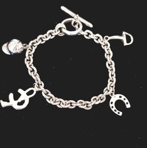 Sterling Silver Charm Bracelet with Equestrian Theme. Great For Horse Lovers